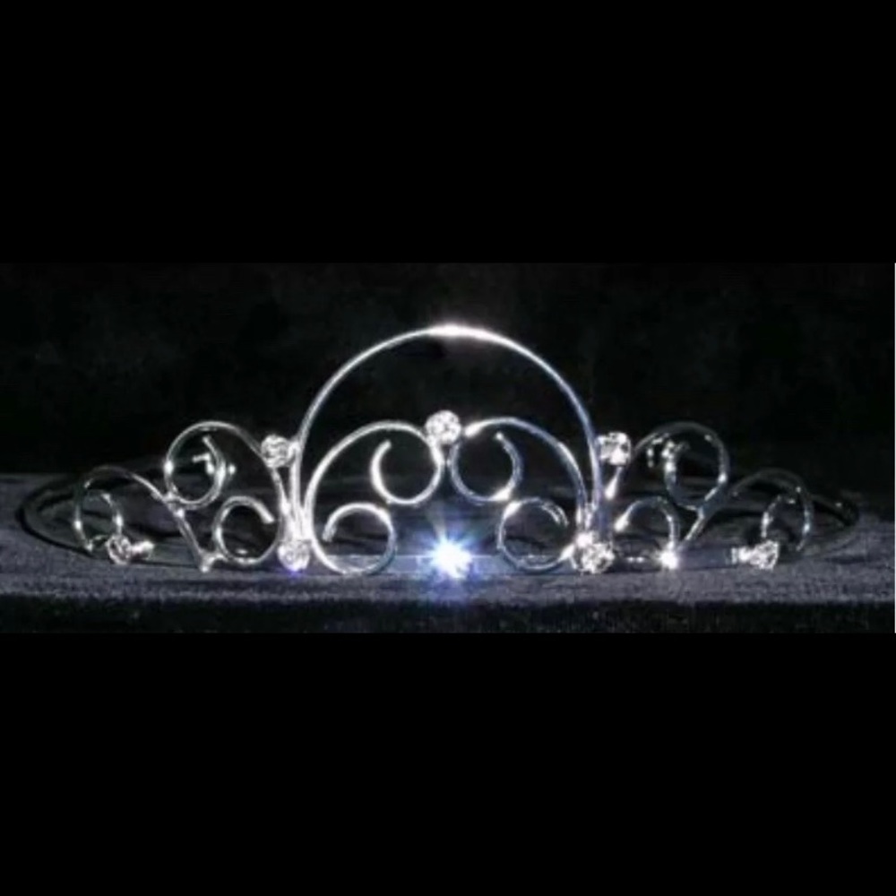 Silver wire tiara pageant prom women rhinestone